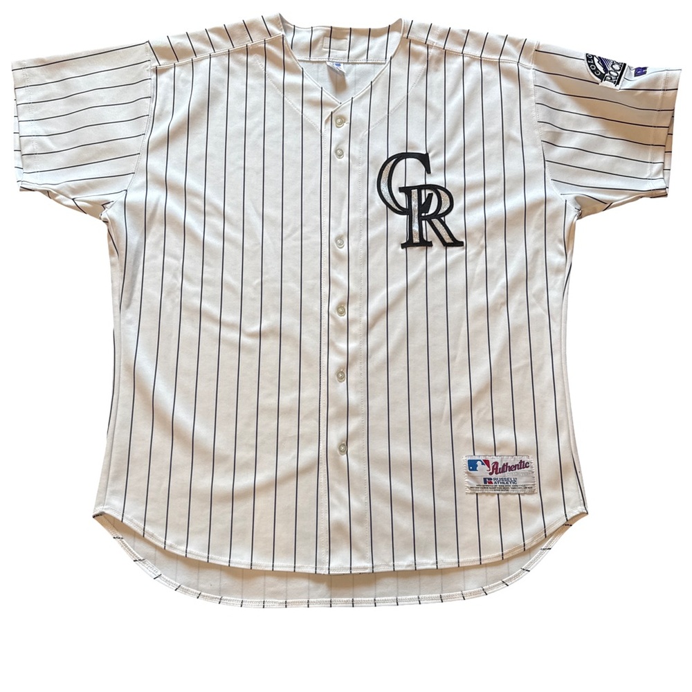 Rockies White and Black Pinstripe Jersey